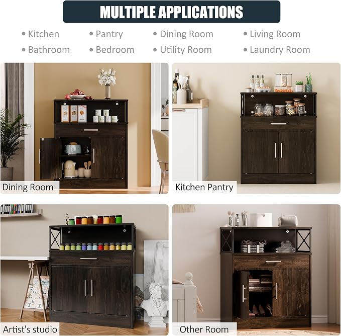 SUNLEI Kitchen Buffet Sideboard Cabinet, Storage Cabinets - Image 7