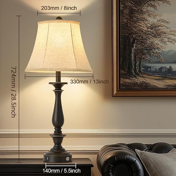 AIDENOEY 28.5" Traditional Table Lamp Set of 2, Rustic Farmhouse Table Lamps - Image 6