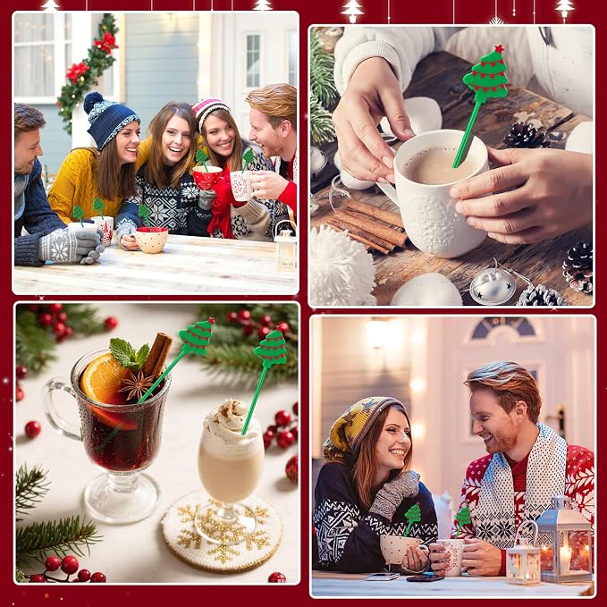 36Pcs Christmas Drink Stirrers, Tree Coffee Stir Sticks | Reusable Holiday - Image 7