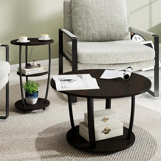 MWOOD Small Round Side Table, 3-Tier End Table - Image 6