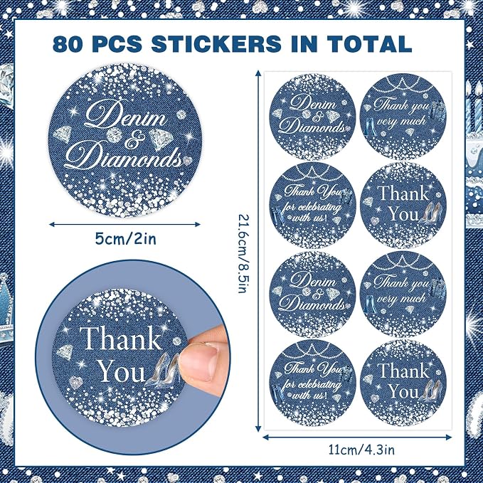 Serencatcher 80Pcs Denim and Diamonds Party Decorations, Denim and Diamonds - Image 5