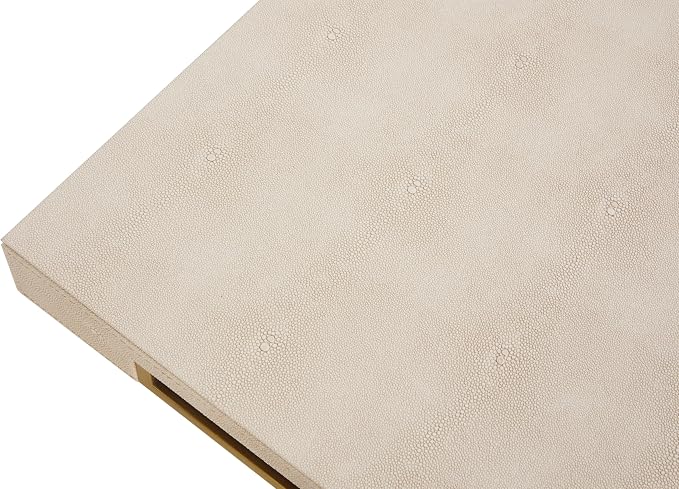 Sagala 16”x16 Ivory Shagreen Leather Serving Tray - Image 7