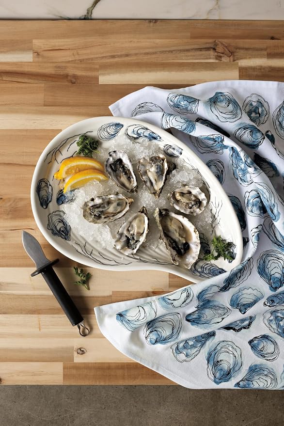Now Designs by Danica Kitchen Towel Oysters Printed Cotton Dish Towel, 18 x 28in - Image 2