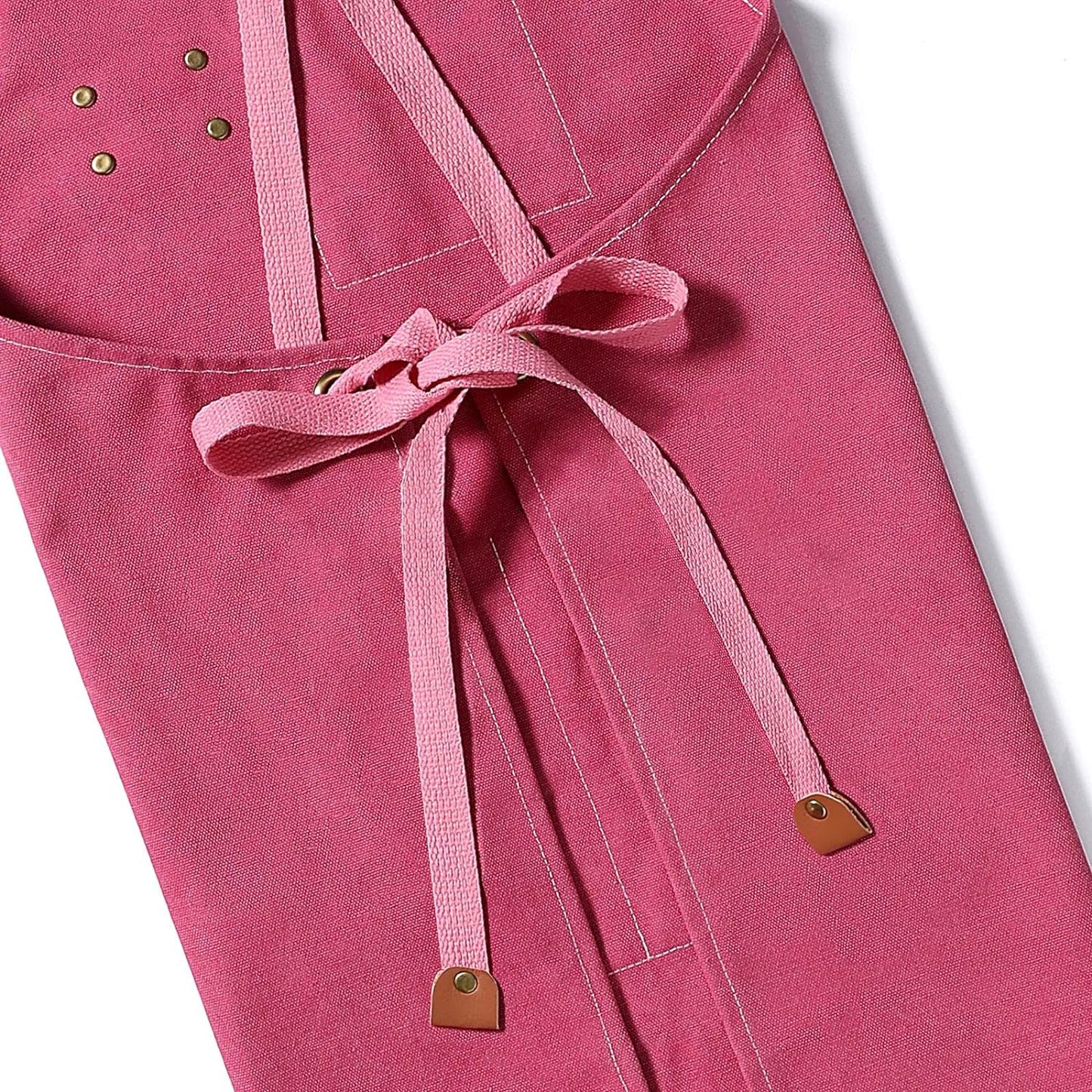 AFUN Chef Aprons for Men Women with Large Pockets, Cotton Canvas Cross Back Heavy Duty Adjustable Work Apron, Size M to XXL (Pink)