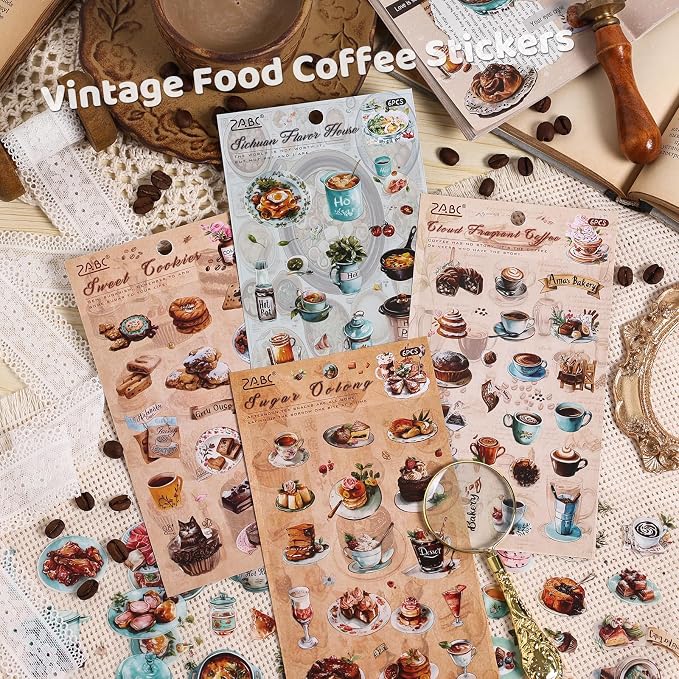 400PCS Food Stickers for Journaling & Scrapbooking – Coffee, Ice Cream & Hotpot - Image 7