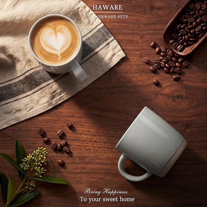 HaWare 13OZ Coffee Mugs Set of 4, Stoneware Coffee Cups, Ceramic Latte Mug - Image 7