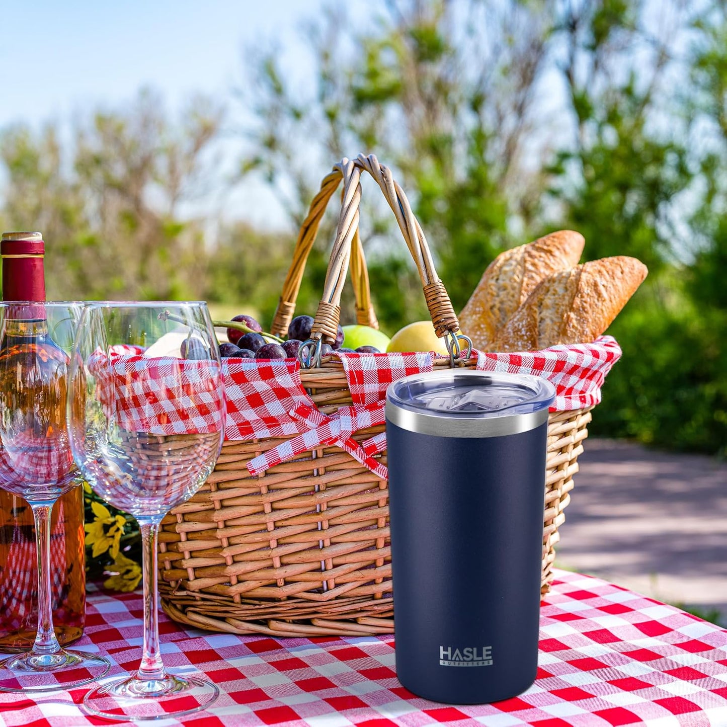 HASLE OUTFITTERS 12 oz Skinny Tumbler, Stainless Steel Insulated Slim Tumbler set bulk with Lid, Reusable Double Wall Travel Coffee Mug, Durable Powder Coated Travel Water Cup(Navy,12)