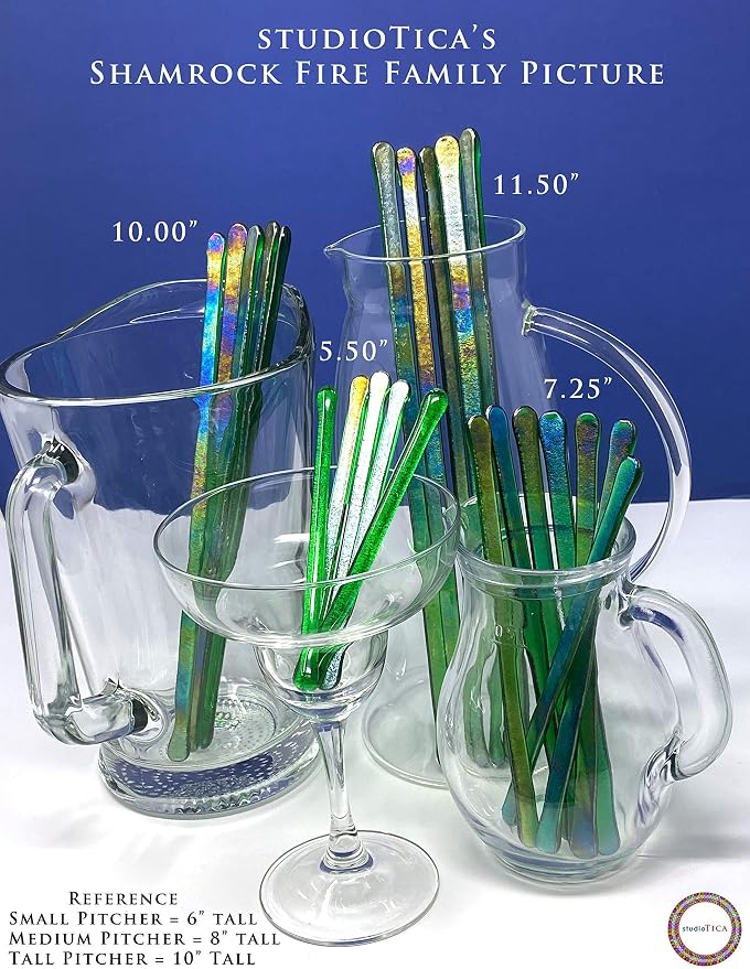studioTica Handmade Glass Swizzle Sticks: Shamrock Fire, Cocktail + Hiball - Image 9
