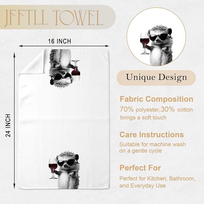 Funny Hedgehog Kitchen Towels, Hedgehog Gifts Dish Tea Towel, Bar Towels - Image 7