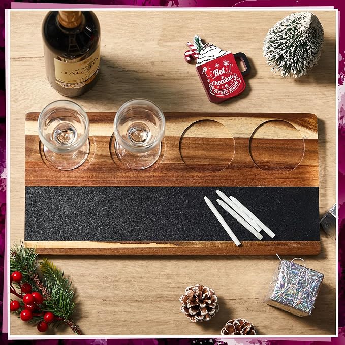 Marsui Wine Flight Tasting Set of 2, Wooden Whiskey Flight Board - Image 7