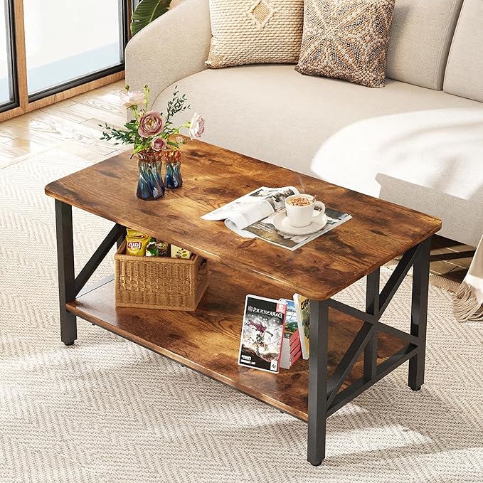 WLIVE Coffee Table for Living Room, Storage Shelf, Farmhouse Style Small Coffee - Image 8