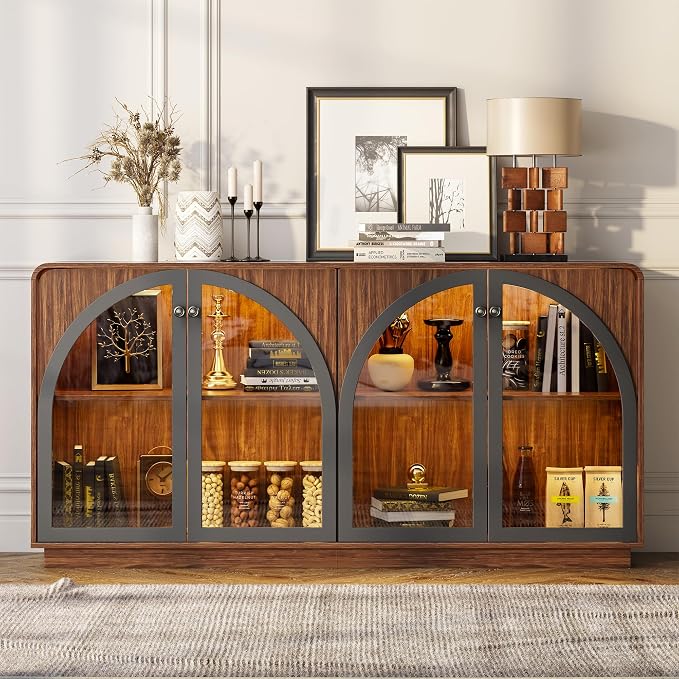 Sideboard Buffet Cabinet with Storage, Modern Coffee Bar Liquor Cabinet w/2 - Image 8