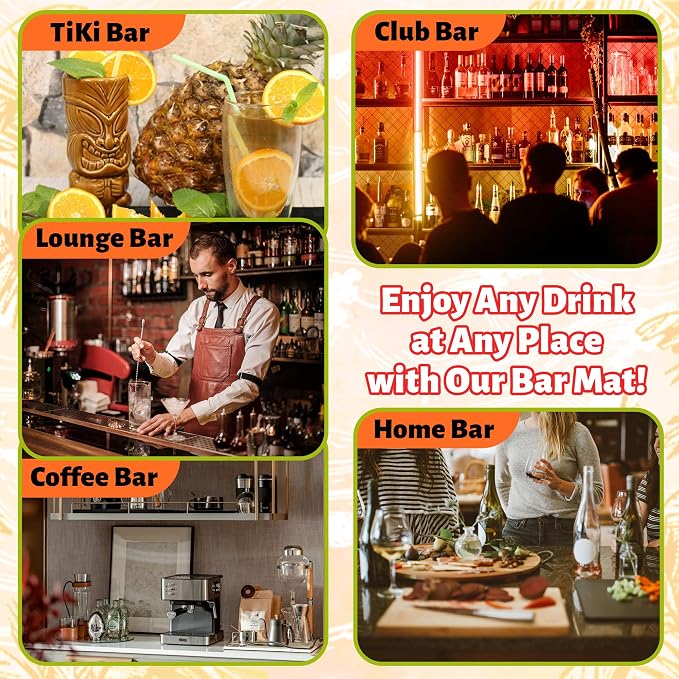 Tiki Bar Mat for Countertop – 12" x 18" Rubber Spill Mats, Durable and - Image 8