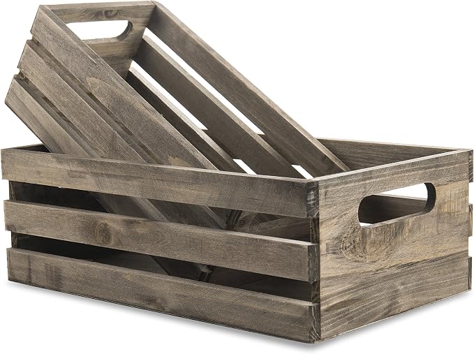MyGift Rustic Brown Wood Decorative Storage Boxes - Image 7