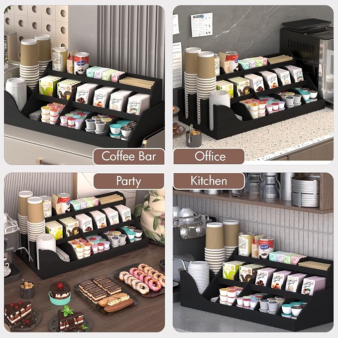 Suli Exact Large Coffee Station Organizer, Wooden Countertop Pods Holder - Image 7