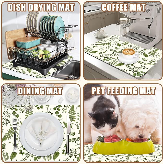Green Leaf Coffee Mat Herb Dish Drying Mat - Image 7