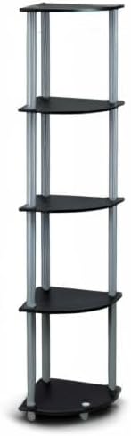 Furinno TURN-N-TUBE Corner Shelf, 5-Tier Corner Bookshelf, Open Storage Shelves - Image 10