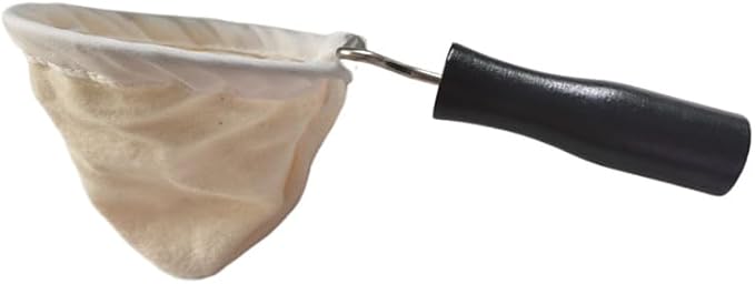 Reusable Coffee Filter with Wooden Handle, Cafe Flannel Cloth Filter Strainer - Image 3