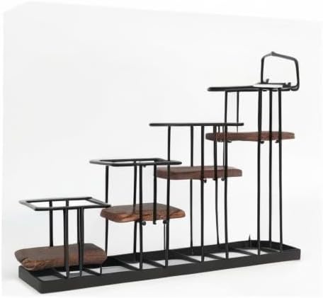 Coffee Syrup Organizer Rack, Rustic Wood and Metal Wire, 4-Tier Display Holder - Image 8