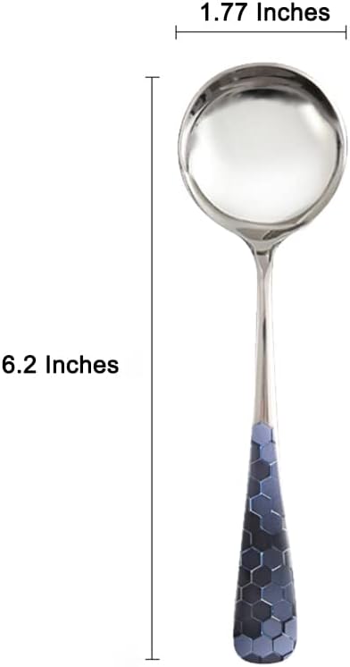 Stainless Steel Coffee Round Spoon, Korean Dessert Spoons, Hexagonal Pattern - Image 2