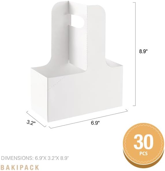 2 Cup Drink Carrier with Handles, 30 Sets White Cardboard Cup Carriers of 12-20 - Image 7