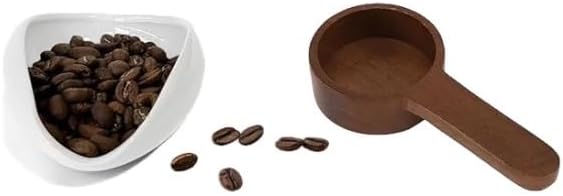 Espresso Station Essential Set White Coffee Bean Dosing Cup n Walnut Coffee by HSHQING