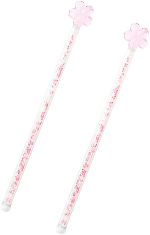 Luxshiny 2-Pack Pink Glass Stirring Sticks 7.28 Inch Floral Design Drink by Luxshiny