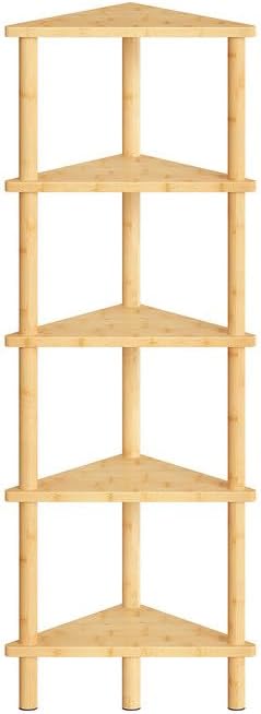 HOOBRO Corner Shelf Stand, 5-Tier Bamboo Corner Bookshelf, Plant Display Shelf by HOOBRO