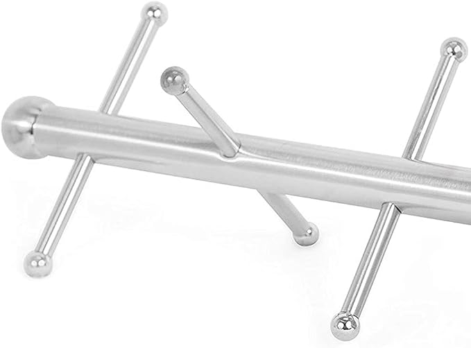 6 Cup Mug Tree Holder Tabletop Coffee Tea Kitchen Storage Rack Silver - Image 4