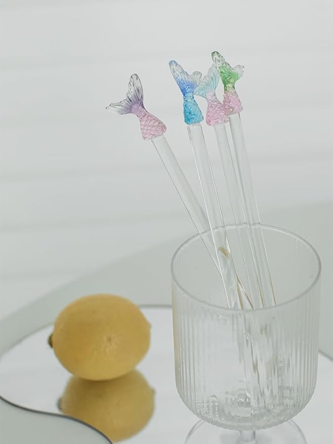 4PCS Cocktail Drink Stirrers Swizzle Sticks Glass Coffee Stirrers Stirring - Image 3