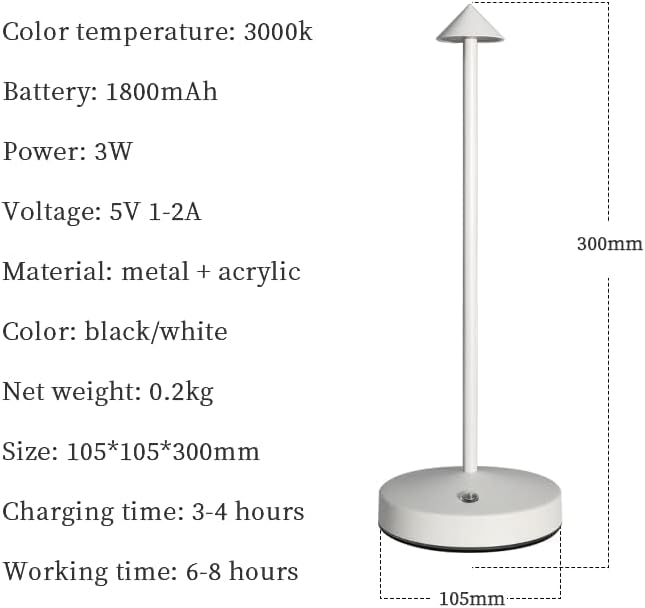 2 PACK Cordless Lamps, Battery Rechargeable Table Lamp, Portable Lamps - Image 2