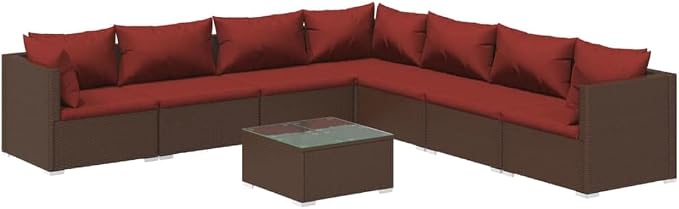 8-Piece Outdoor Garden Lounge Set, Rectangular Modular Couch by Unknown