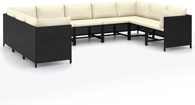 9 Piece Patio Lounge Set with Cushions, Modular Poly Rattan Outdoor Sectional by Unknown