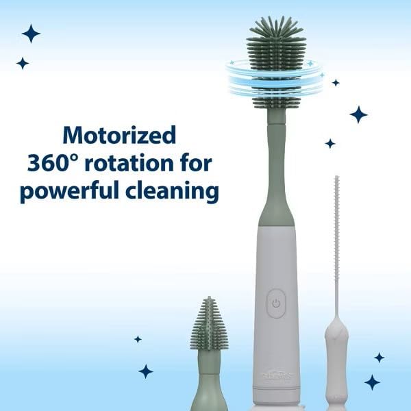 Dr. Brown's Electric Silicone Brush Set | Spinning Handle, 3 Brushes to Clean - Image 3