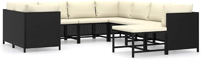 9 Piece Modular Garden Lounge Set, Outdoor Rattan Sectional Sofa by Unknown