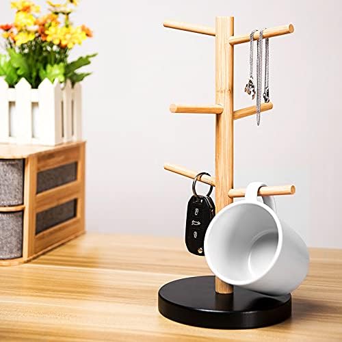 Wisuce Bamboo Coffee Mug Holder Tree, Thicker Base Coffee Cup Holder Stand - Image 3