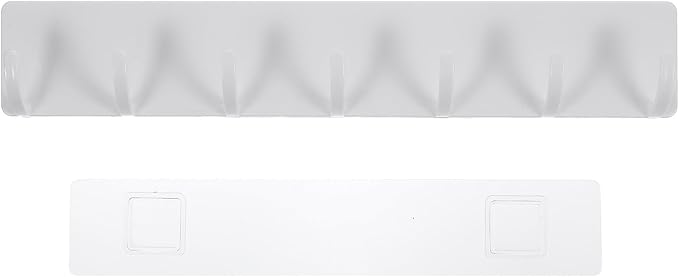 PRETYZOOM Punch-Free Adhesive Kitchen Wall Hooks 7-Hook Plastic Rack Strong by PRETYZOOM