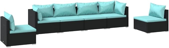 6 Piece Outdoor Garden Lounge Set, Modular Wicker Sofa Conversation Set - Image 2
