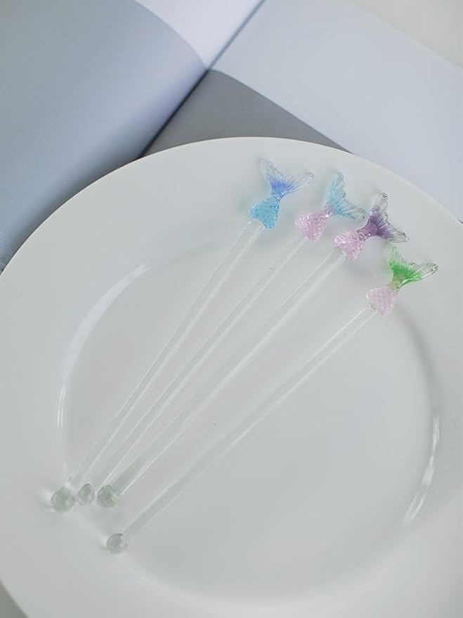4PCS Cocktail Drink Stirrers Swizzle Sticks Glass Coffee Stirrers Stirring - Image 4