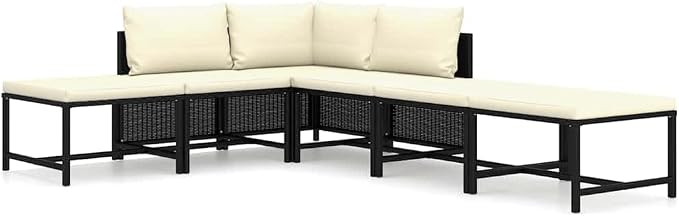 6 Piece Patio Lounge Set with Cushions, Modular Poly Rattan Outdoor Furniture by Favemtsl