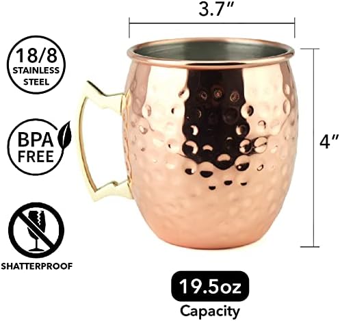 PG Moscow Mule/Cocktail Bar Set, 15-pc Copper/Rose Gold Color, High Grade SS - Image 6
