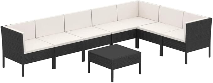 8 Piece Patio Lounge Set with Cushions, Modular PE Rattan Sectional Sofa Group by Unknown