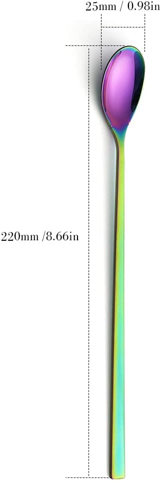 Long Handle Spoon, Rainbow Ice Tea Spoon, AOOSY 9-inch Premium 18/10 Stainless - Image 9