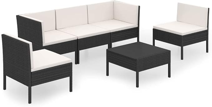 6 Piece Garden Lounge Set, Modular Outdoor Sectional Sofa by Unknown
