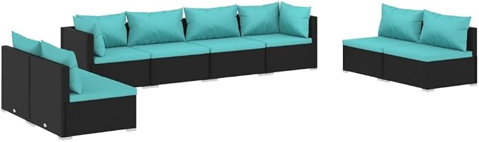 8-Piece Garden Lounge Set, Modular Outdoor Patio Furniture - Image 2