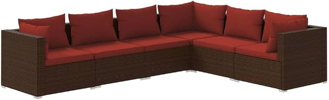 6 Piece Garden Lounge Set, Modular Patio Conversation Furniture Set by Unknown