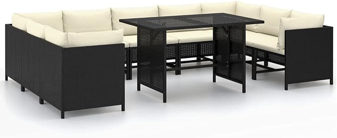 10 Piece Garden Lounge Set, Outdoor Modular PE Rattan Sectional Sofa by Unknown
