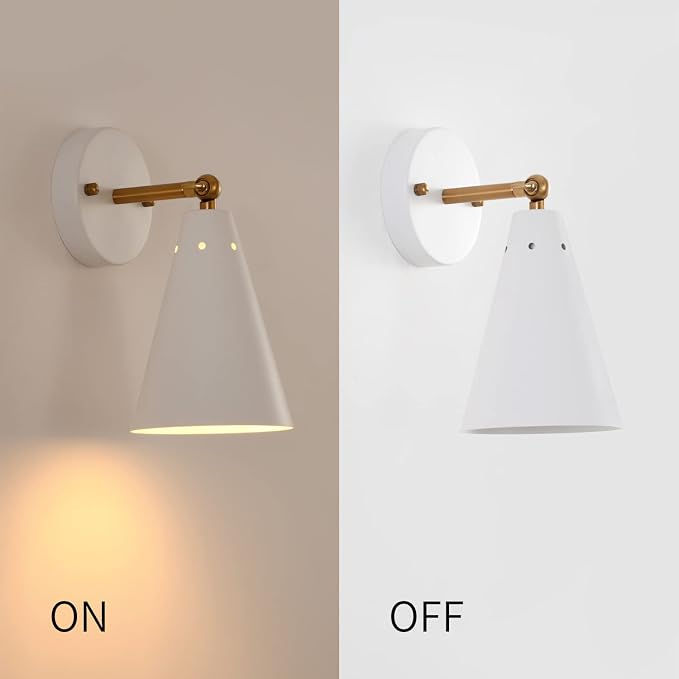 MWZ White Wall Sconces Set of Two, Modern Sconces Light Fixtures Hardwired - Image 7