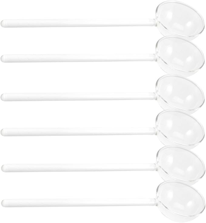 Amosfun Glass Dessert Spoons Set of 6 6.69In Long Handle Heat Resistant Spoon - Image 9