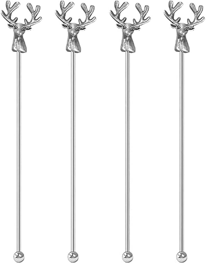 Ackron Deer Head Shape Beverage Stir Sticks Stainless Steel Coffee Stirrers by Unknown